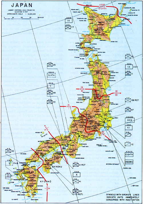 Plate No. 20, Location of Major Ground Units in Japan, 1 January 1946